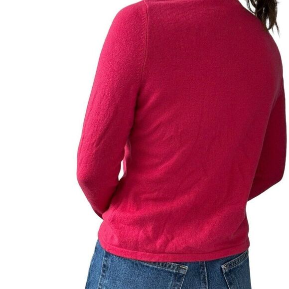 Lands End Womens Hot Pink 100% Cashmere Crew Neck Sweater Sz Petite M - Picture 5 of 6